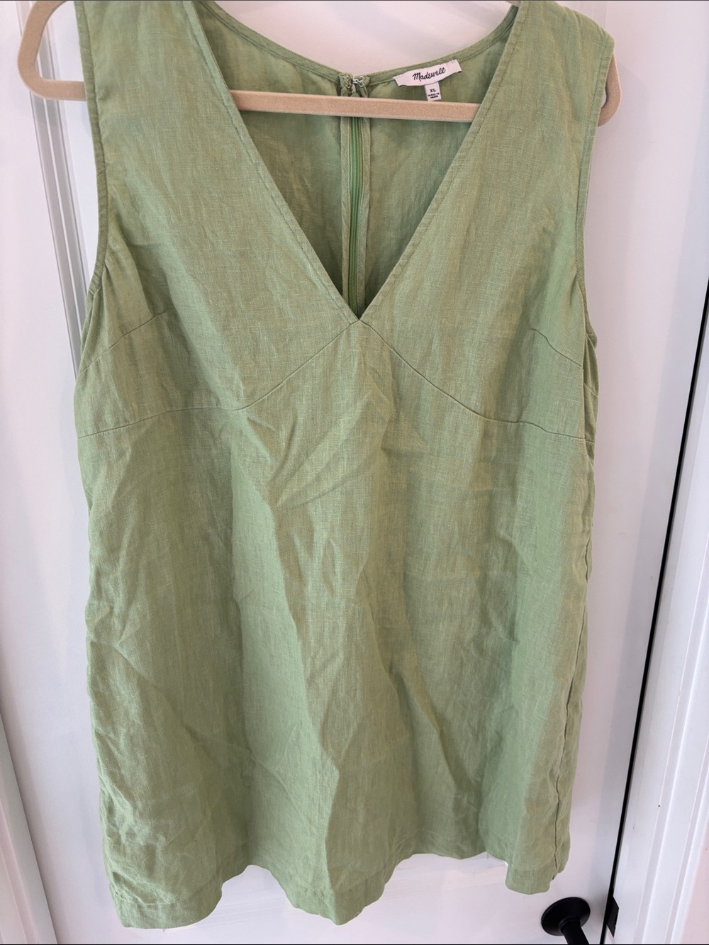 Madewell Light Green Sleeveless Linen V-Neck dress size xl